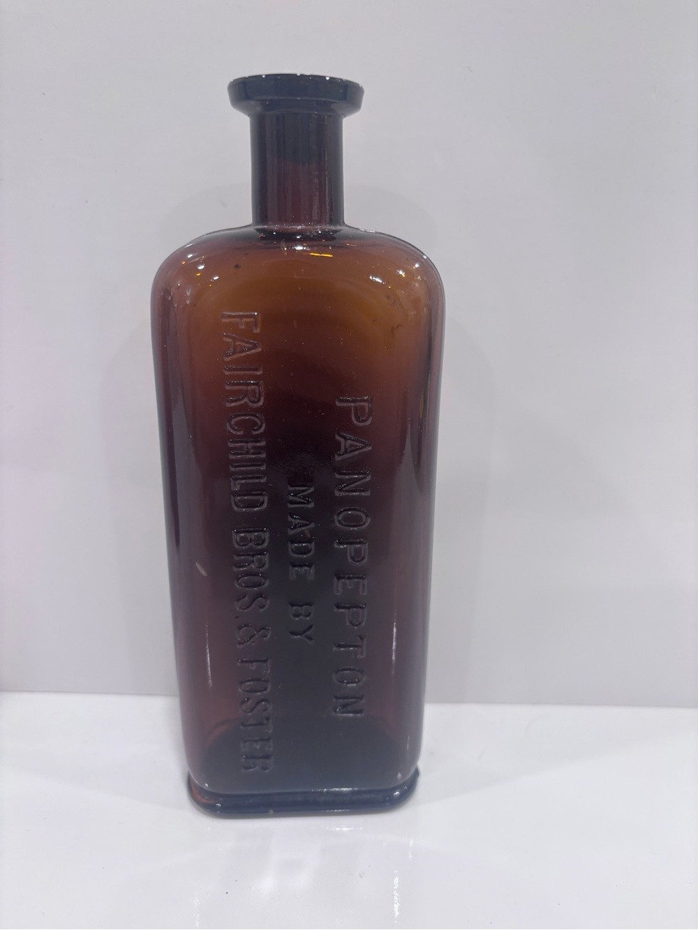 Antique Panopepton Fairchild Bros & Foster Amber Embossed Medicine Bottle c.1900